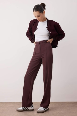Pantalon straight taille haute - Bordeaux