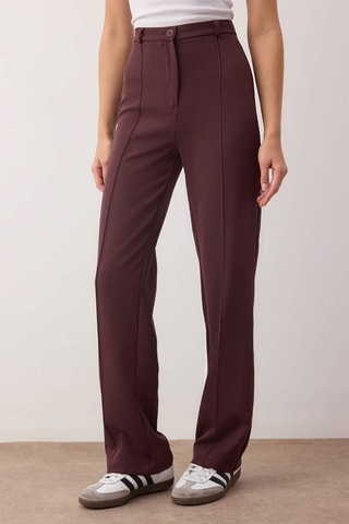 Pantalon straight taille haute - Bordeaux