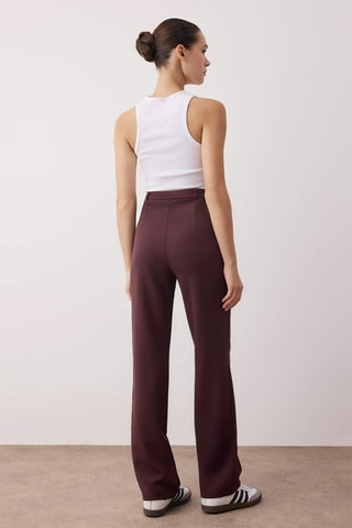 Pantalon straight taille haute - Bordeaux