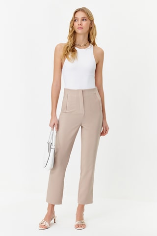 Pantalon taille haute - Taupe