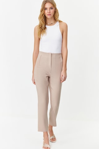 Pantalon taille haute - Taupe