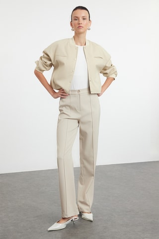 Pantalon regular taille haute - Taupe