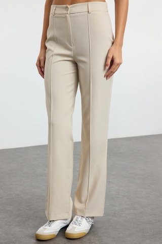 Pantalon regular taille haute - Taupe