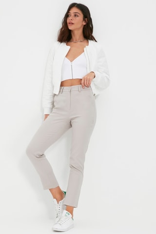 Pantalon cigarette 7/8 taille haute - Gris clair