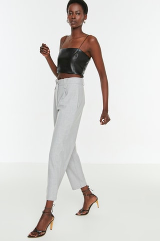 Pantalon taille haute - Gris clair