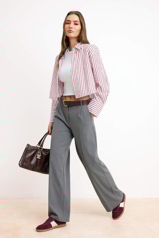 Pantalon wide legs - Gris