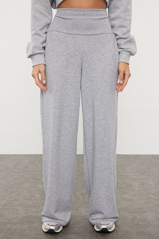 Pantalon wide legs taille haute - Gris