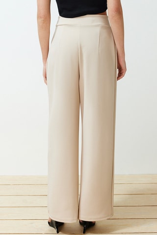 Pantalon wide legs taille haute - Beige