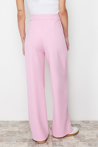 Pantalon wide legs taille haute - Rose poudré