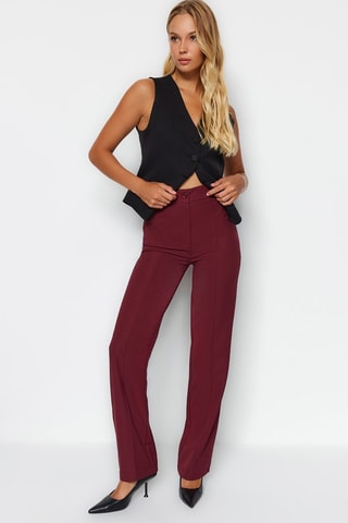 Pantalon droit taille haute Bordeaux
