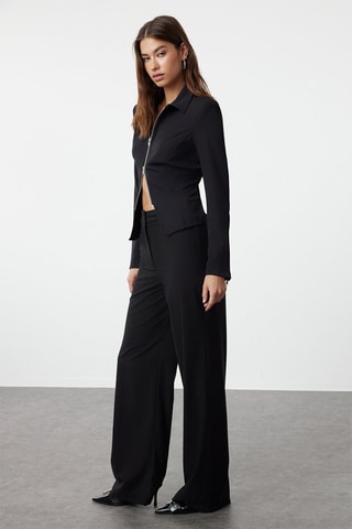 Pantalon wide legs taille haute - Noir