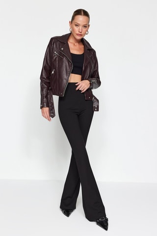 Pantalon flare taille haute Noir