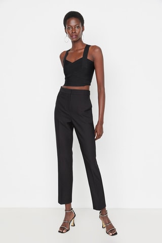Pantalon droit taille haute Noir