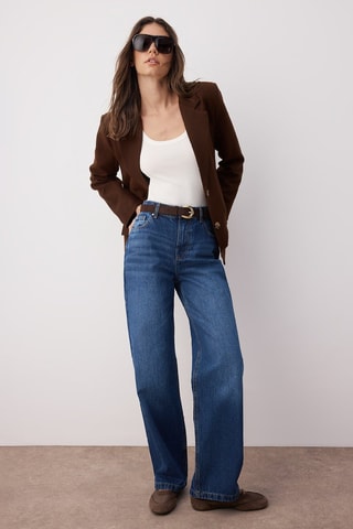 Pantalon wide legs et pantalon taille haute - Bleu moyen et bleu