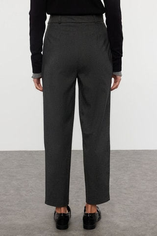 Pantalon cigarette taille haute - Gris