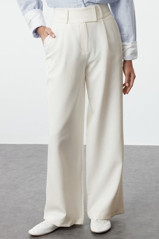 Pantalon droit taille haute - Blanc