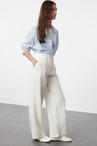 Pantalon droit taille haute - Blanc