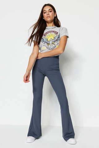 Pantalon flare taille haute Anthracite