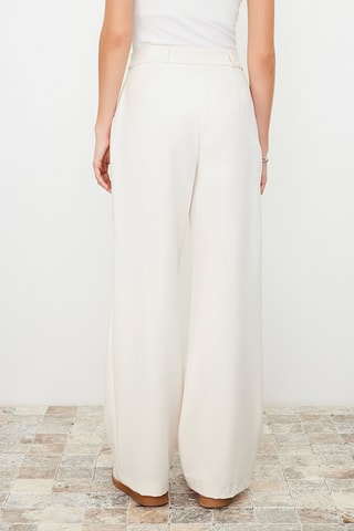 Pantalon wide legs taille haute - Ecru