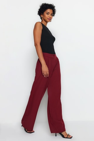 Broek Wide Legs Bordeauxrood