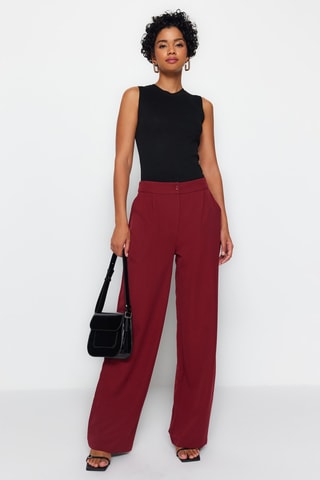 Broek Wide Legs Bordeauxrood