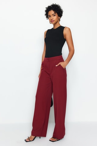 Broek Wide Legs Bordeauxrood