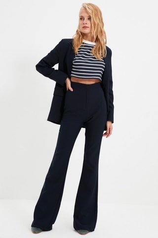 Pantalon taille haute - Bleu marine
