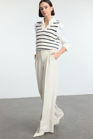 Pantalon wide legs taille haute - Ecru