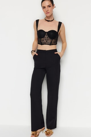 Pantalon wide legs taille haute Noir