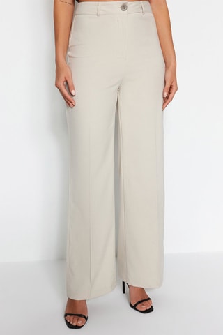 Pantalon wide legs taille haute - Beige