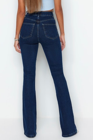 Jean flare taille haute - Bleu