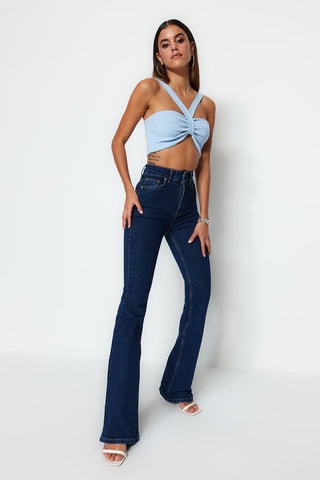 Jean flare taille haute - Bleu