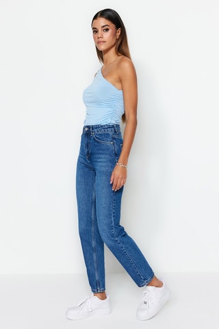 Jean mom taille haute - Bleu marine