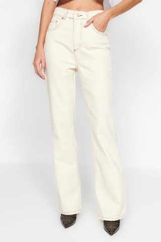 Jean wide legs taille haute - Ecru