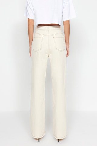 Jean wide legs taille haute - Ecru