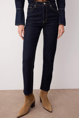 Jean taille haute droit - Bleu foncé