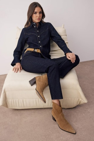 Jean taille haute droit - Bleu foncé