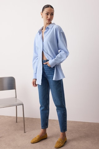 Jean mom - Bleu moyen