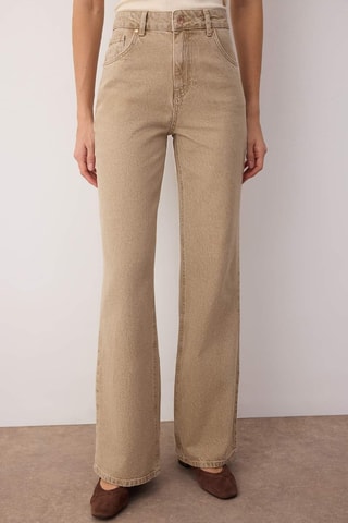 Jean wide legs et jean taille haute - Beige