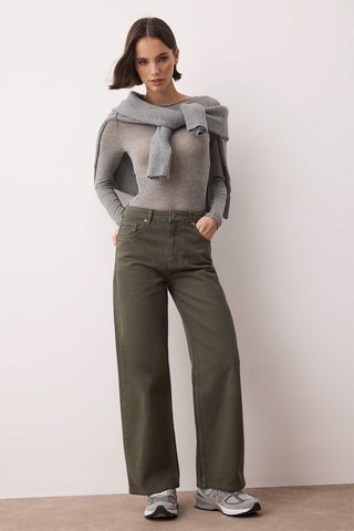 Jeans Hoge Taille - Kaki