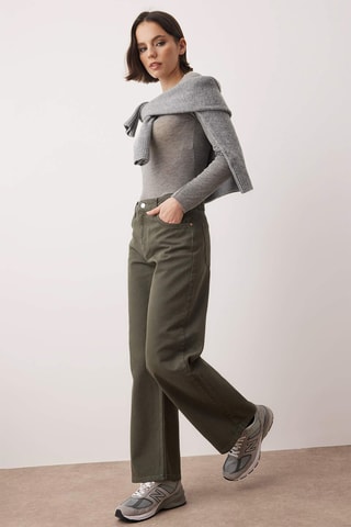 Jeans Hoge Taille - Kaki