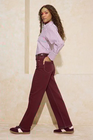 Jean wide legs taille haute - Bordeaux
