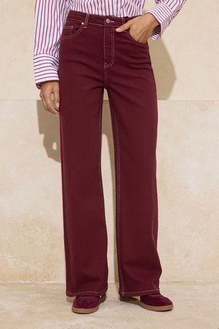 Jean wide legs taille haute - Bordeaux
