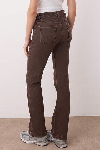 Jean flare taille haute - Marron