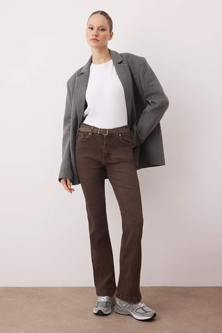 Jean flare taille haute - Marron