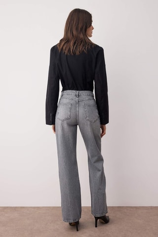 Jean wide legs taille haute - Gris