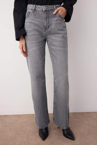 Jean wide legs taille haute - Gris