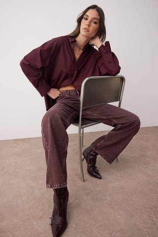 Jean wide legs taille haute - Bordeaux