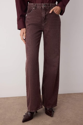 Jean wide legs taille haute - Bordeaux