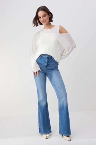 Jeans Hoge Taille Flare Cut - Lichtblauw